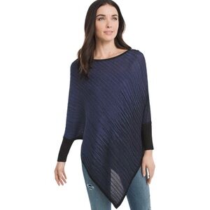 White House Black Market Poncho Sweater Large to XL Blue Black Ombre Open Knit